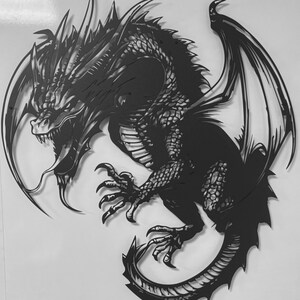 Dragon Metal Wall Art, Dragon Wall Decor, Mythical Dragon Home Decoration, Fantasy Dragon Silhouette Wall Hanging