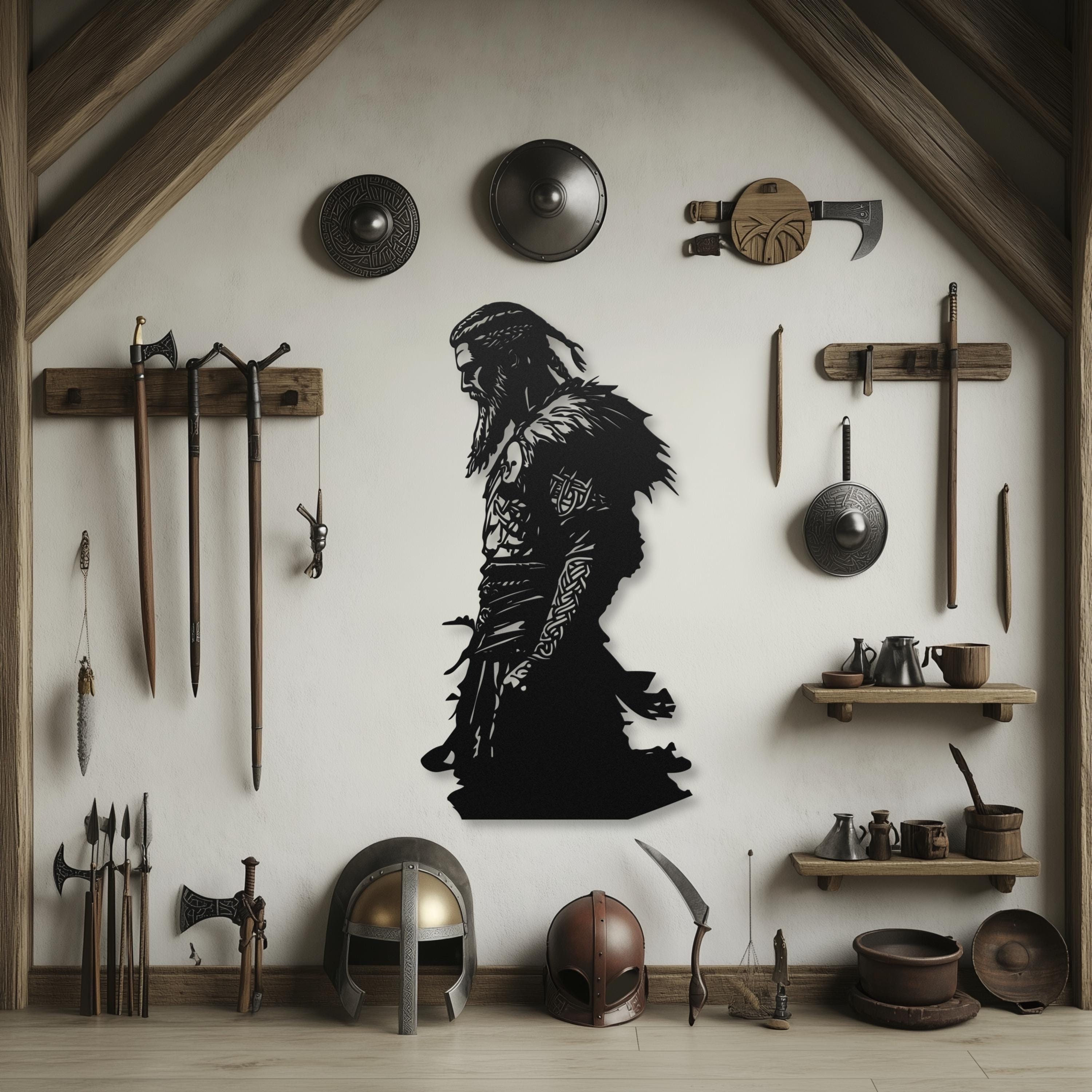 Picture of Viking Warrior Metal Wall Art, Norse Mythology Decor, Nordic Style Wall ...