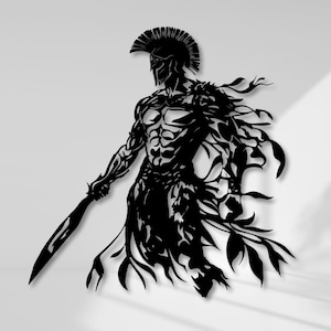 Spartan Warrior Metal Wall Art, Bold Battle-Ready Home Wall Hanging, Heroic Spartan Metal Wall Sculpture