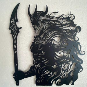 Viking Warrior Metal Wall Art, Norse Mythology Decor, Nordic Viking Wall Sculpture, Intricate Metal Wall Hanging for Home or Office