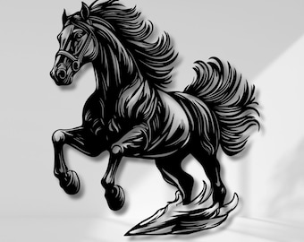 Metalen muurkunst Royal Horse | Elegante ruitersculptuur | Decoratie voor thuis en op kantoor | Cadeau voor paardenliefhebbers