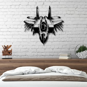 Fighter Jet Metal Wall Art, Airplane Wall Decor, 3D Aircraft Metal Sculpture, Military Jet Decor for Living Room, Aviation Enthusiast Gift
