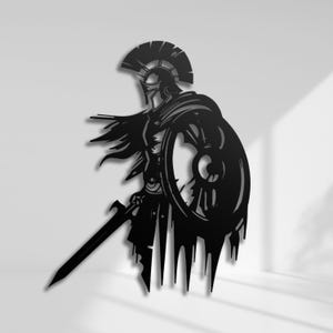 Spartan Warrior Metal Wall Art, Gladiator Wall Decor, Ancient Greek Soldier, Battle Scene, Gift for Him