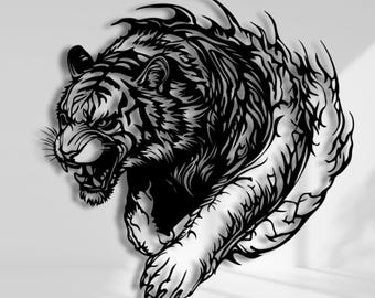 Tiger Metal Wall Art: Modern Wildlife Sculpture