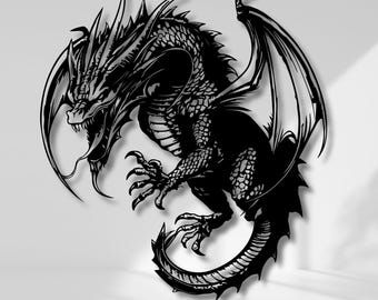 Dragon Metal Wall Art | Gothic Wall Decor | Mythical Creature Home Decoration | Fantasy Wall Hanging | Game Room Decor