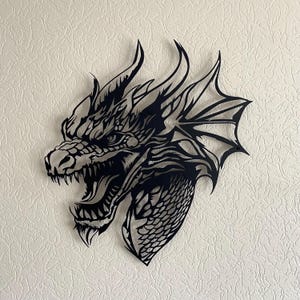 Fierce Dragon Metal Wall Art, Dragon Head Wall Decor, Mythical Dragon Home Decoration, Fantasy Dragon Wall Hanging