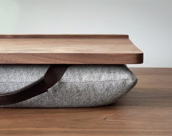 Static walnut lap desk, Wooden lap desk, Handmade wood lap desk with cushion