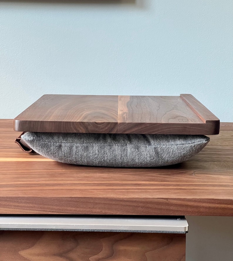 Walnut lap desk, Wood lap desk, Lap desk with cushion image 1