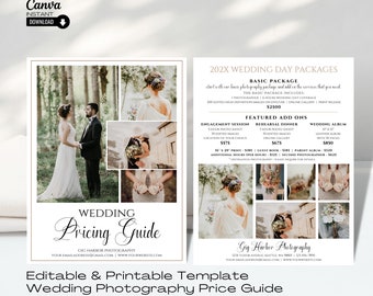 Wedding Photography Pricing Guide Template: Editable Canva Design