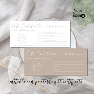 Editable Gift Certificate Template: Modern Printable Gift Card (Instant Download)