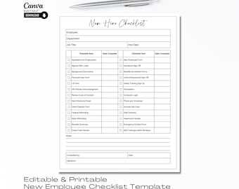Bearbeitbare Checklist-Vorlage für neue Mitarbeiter: Mitarbeiter-Ondding-Formular (Canva, Printable)