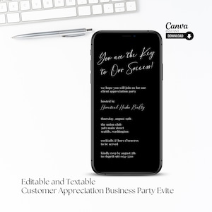 Editable Client Appreciation Party Invitation: Textable Business Evite (CANVA)