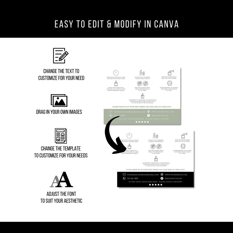 Editable Candle Care Card Template: Printable Instructions (Canva) image 8