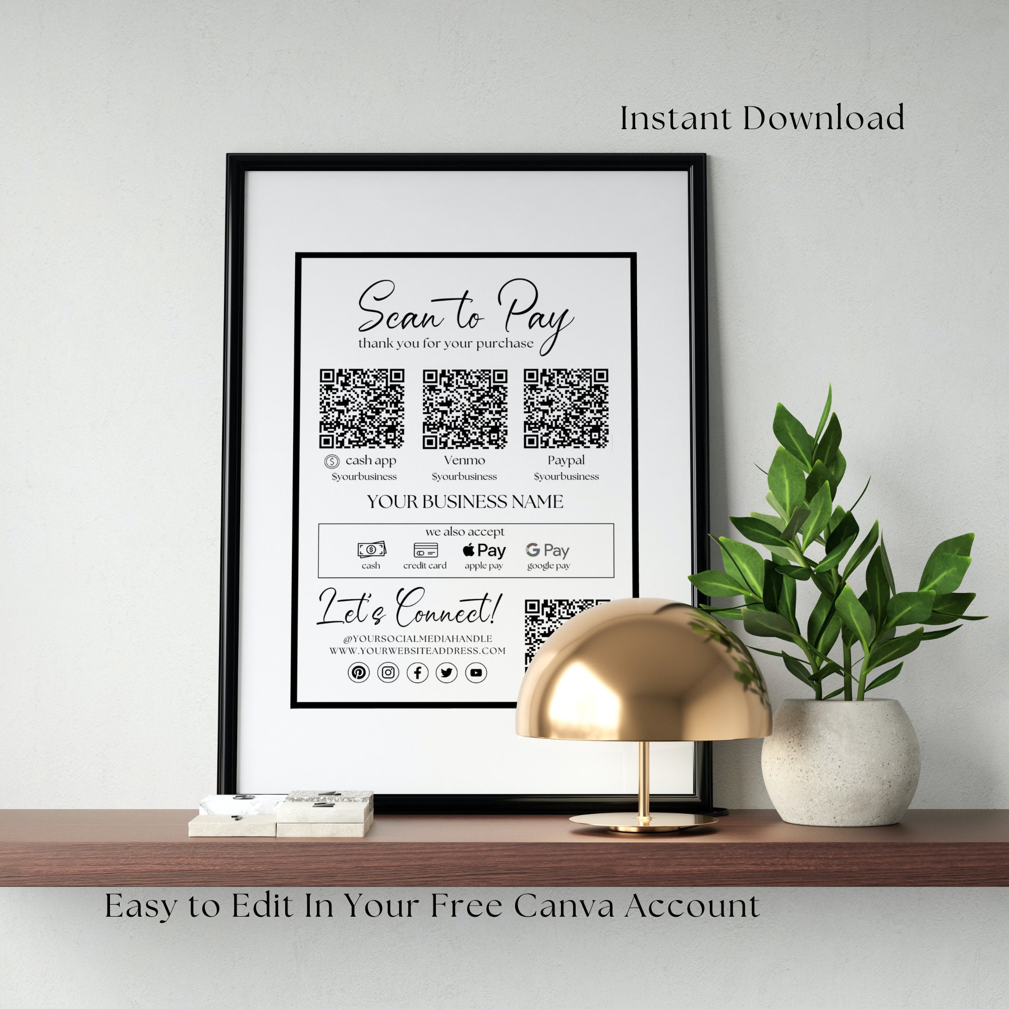 Editable Business Sign Template Bundle, Scan to Pay Sign, Ask for ...
