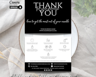 Editable Candle Care Card Template: Printable Instructions (Canva)