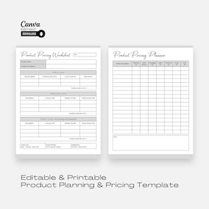 Modèle de tarification du produit : planificateur d&#39;affaires modifiable (toile, imprimable)