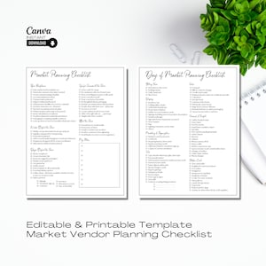Editable Vendor Checklist Template, Craft Show Planner, Craft Fair Plan Printable, Market Planning Checklist, Instant Download, Canva