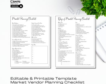 Editable Vendor Checklist Template, Craft Show Planner, Craft Fair Plan Printable, Market Planning Checklist, Instant Download, Canva