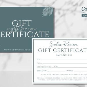 Modern Gift Certificate Template Printable Editable Gift Card - Etsy