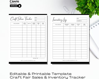 Editable Craft Show Inventory TrackerTemplate, Product Inventory Log Template, Craft Show Sales Printable Tracker, Inventory Management