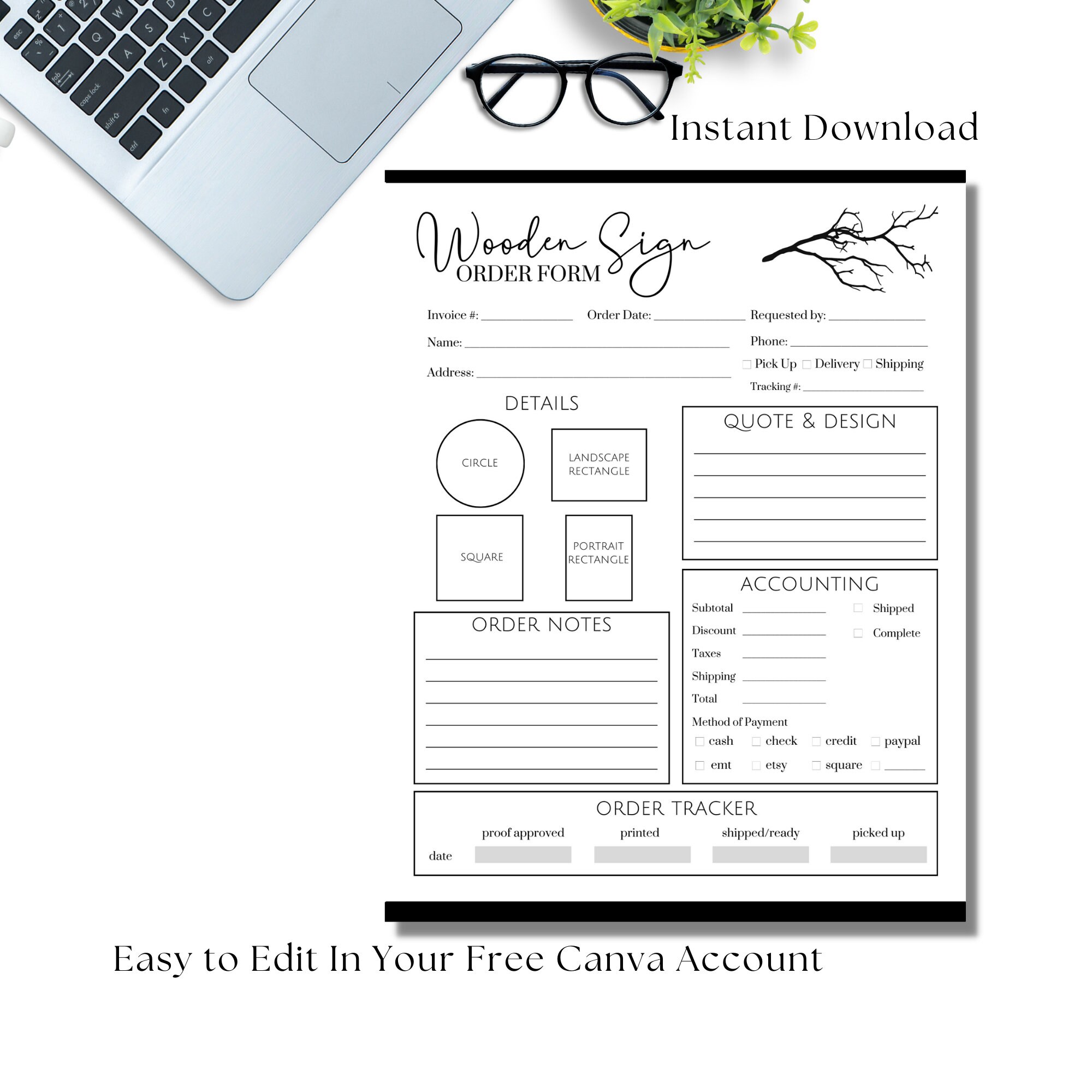 Editable Wooden Sign Order Form, Printable Craft Order Form, Wooden ...