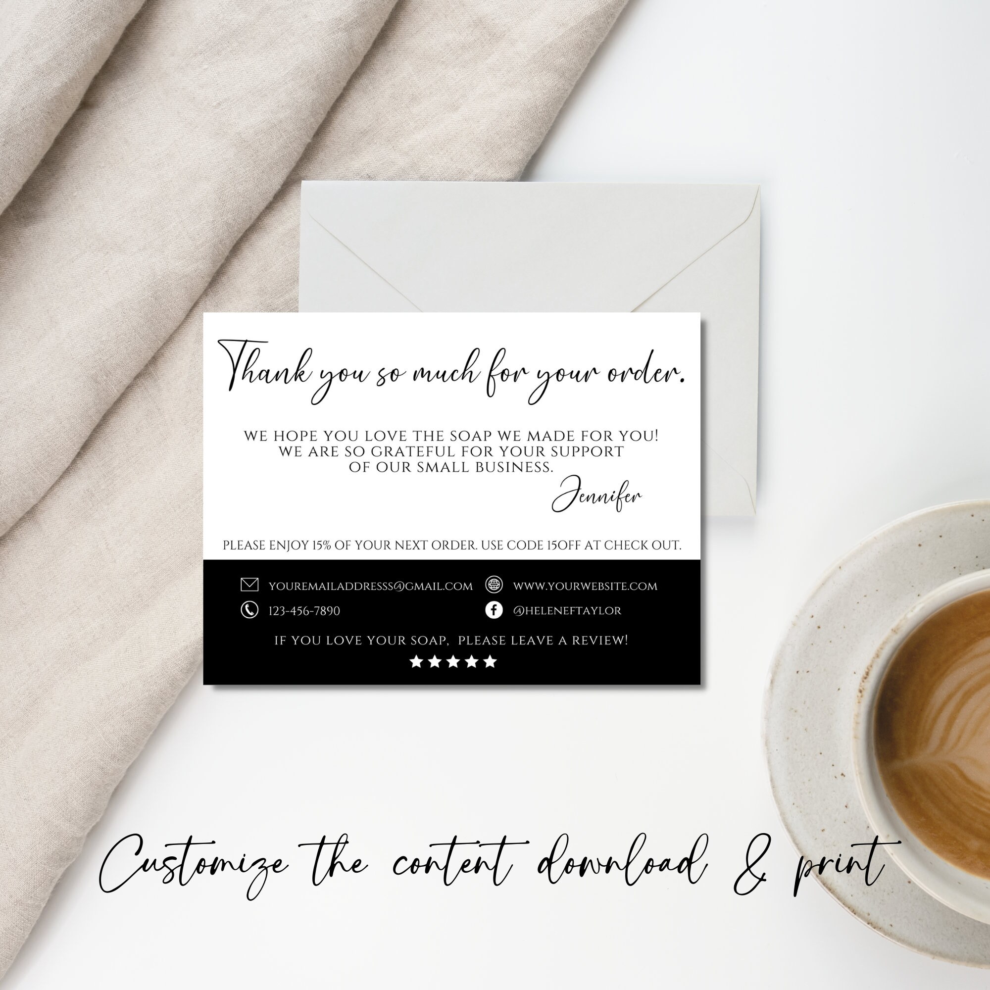 Editable Soap Care Card Template: Thank You Insert (canva) - Etsy