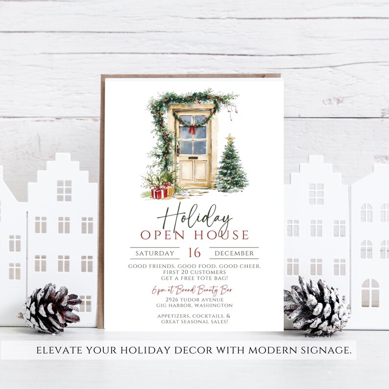 Editable Christmas Open House Invitation Template (digital Download) - Etsy