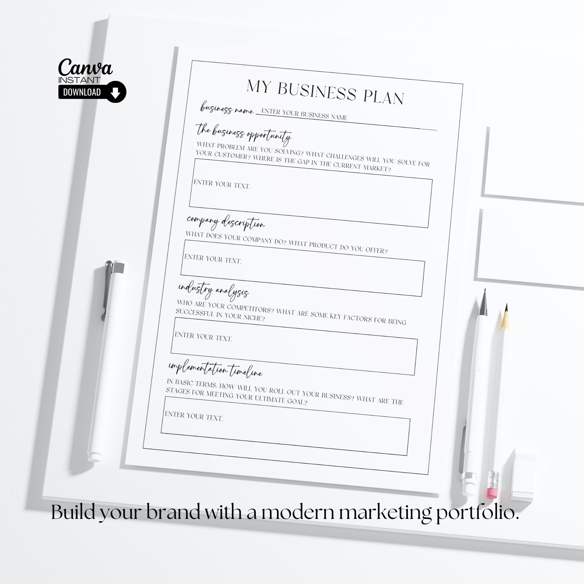 Editable One Page Business Plan Template Printable Small Business