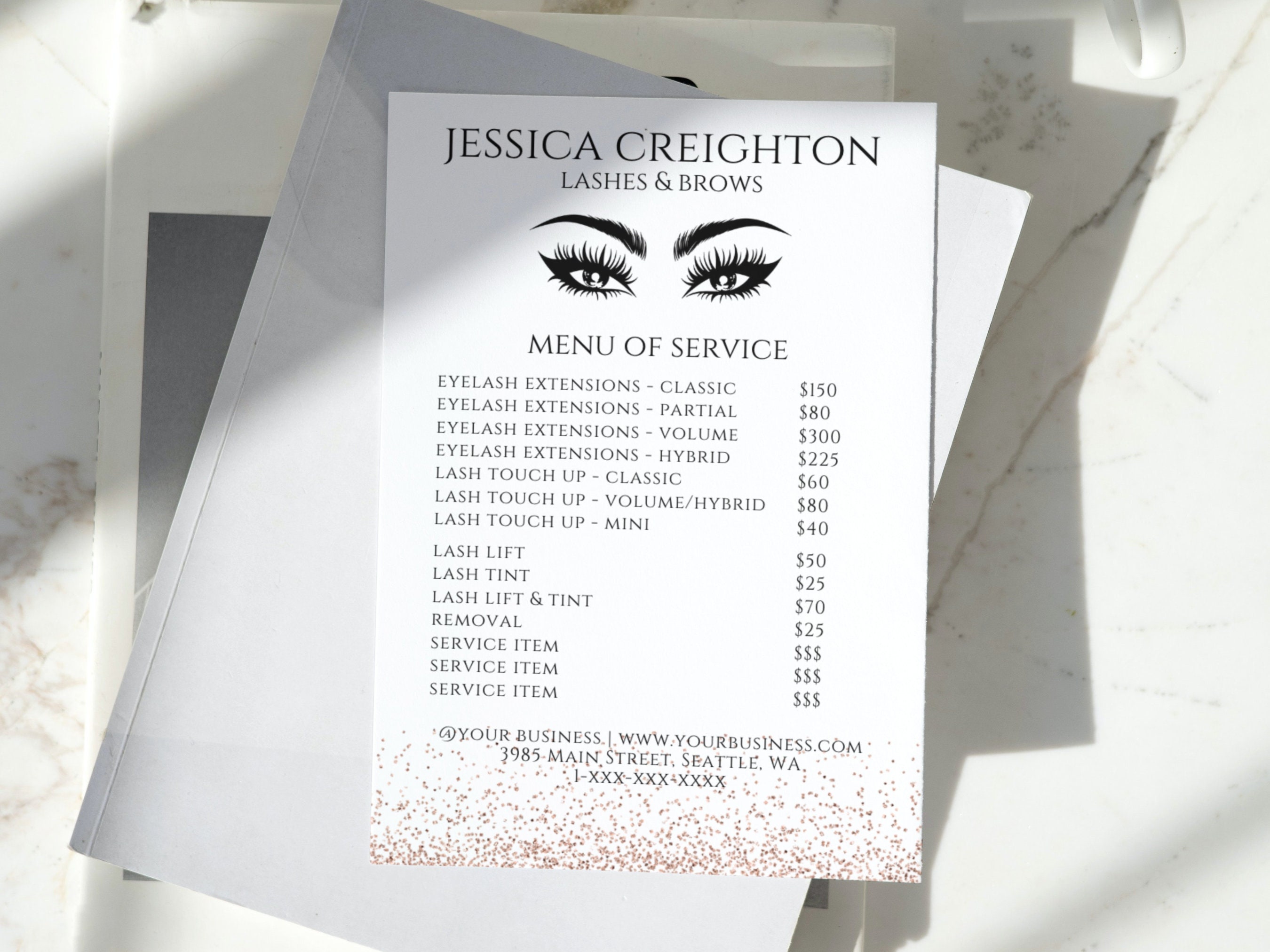 Eyelash Price List Template Eyelash Artist Price Sign Lash Etsy