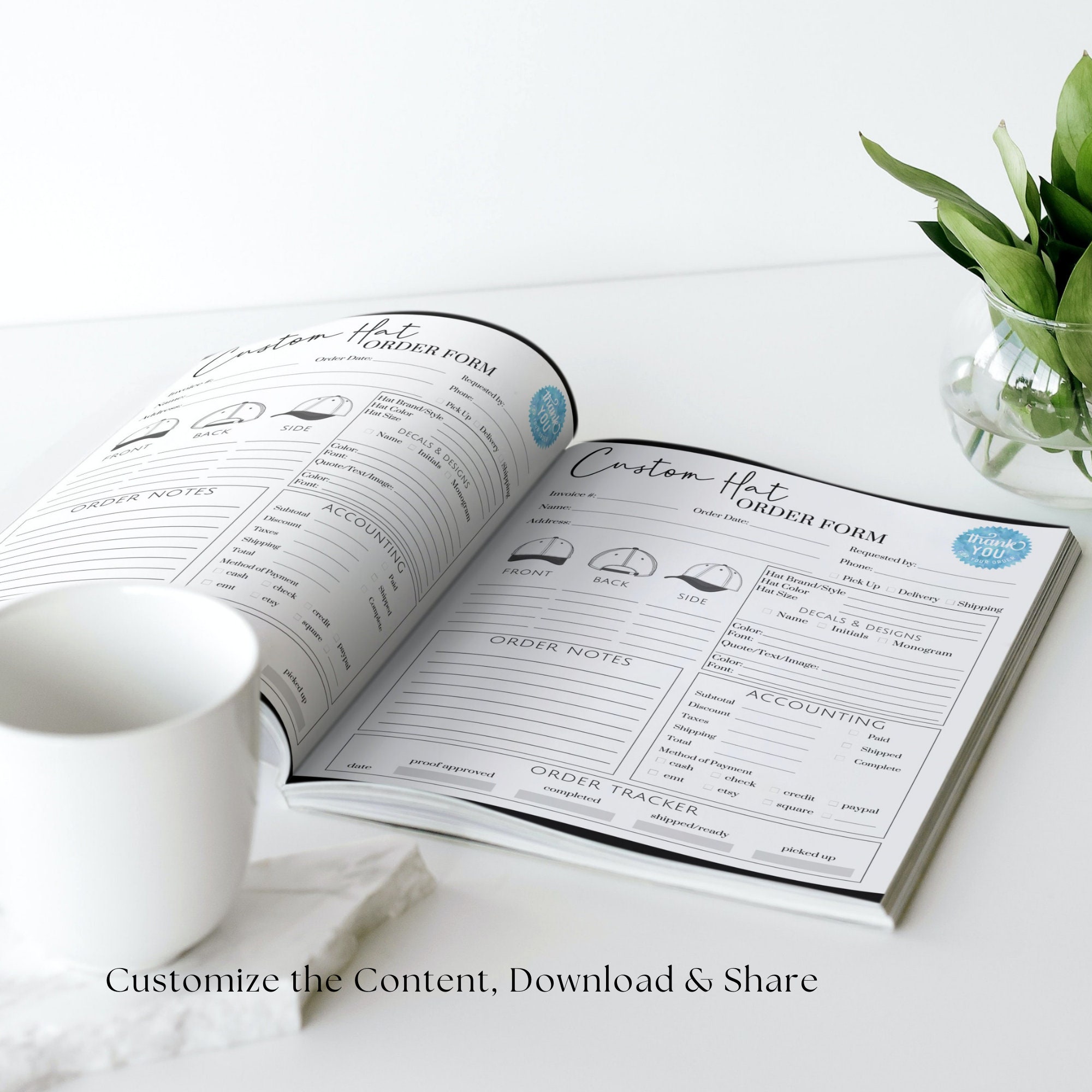 Editable Hat Order Form Template: Custom Cap Business (printable) - Etsy