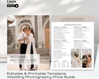 Wedding Photography Pricing Guide Template: Modern Canva Design (Digital Download)