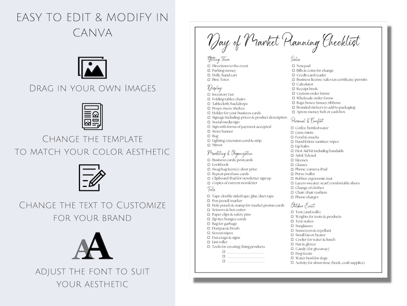 Editable Vendor Checklist Template Craft Show Planner Craft Etsy