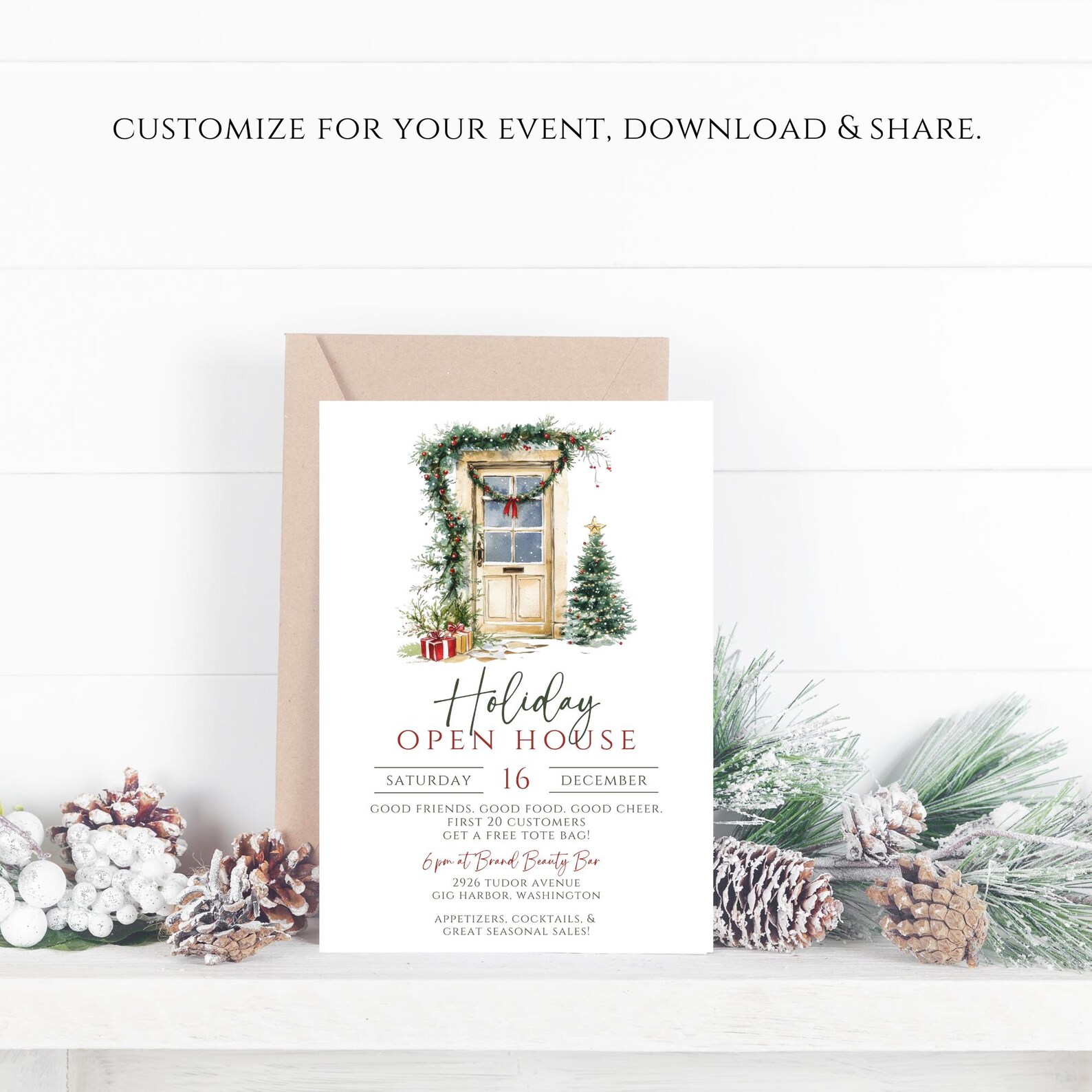 Editable Christmas Open House Invitation Template (digital Download) - Etsy