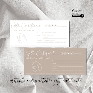 Editable Gift Certificate Template: Modern Printable Gift Card (Instant Download)