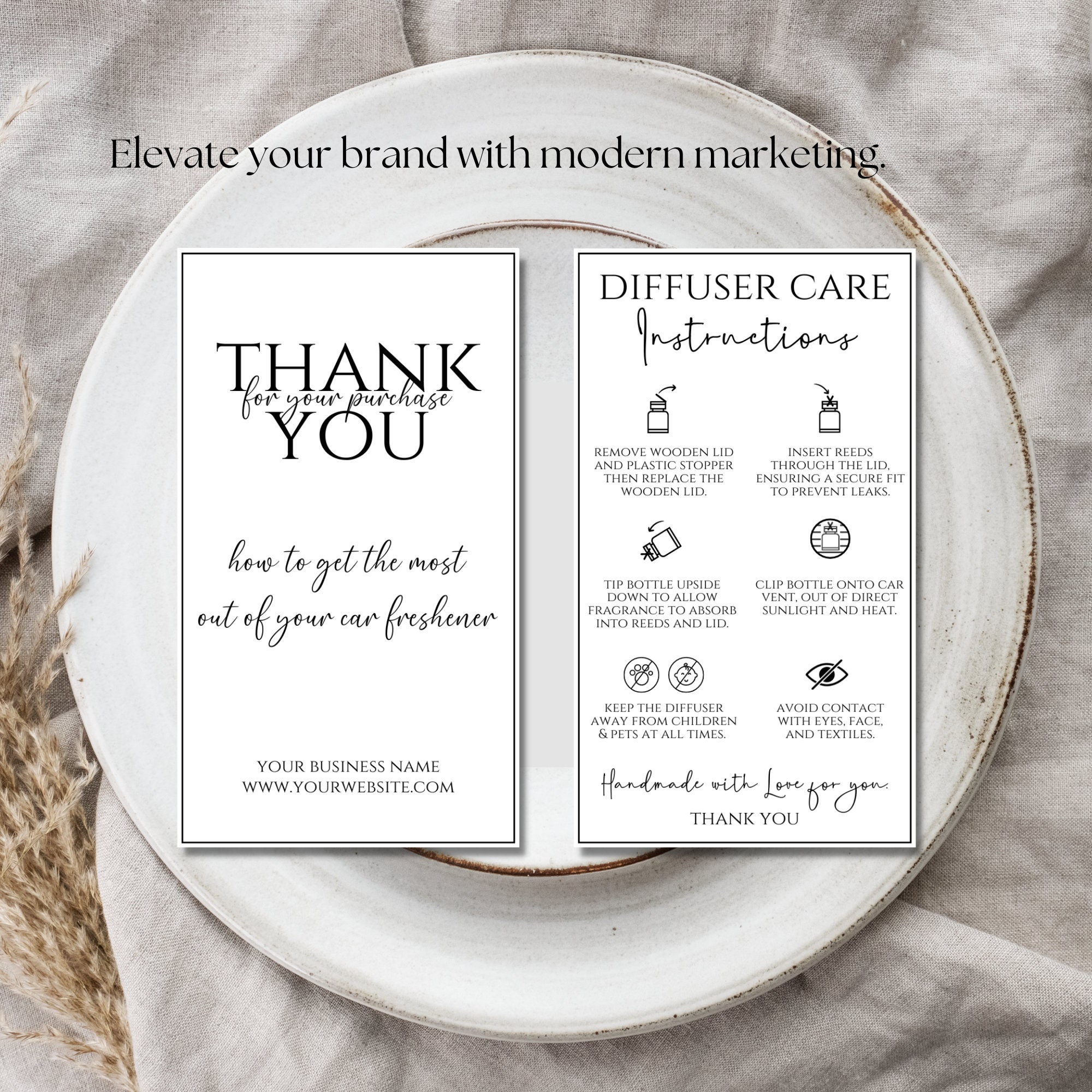 Car Diffuser Care Card Template: Printable Freshener Instructions ...