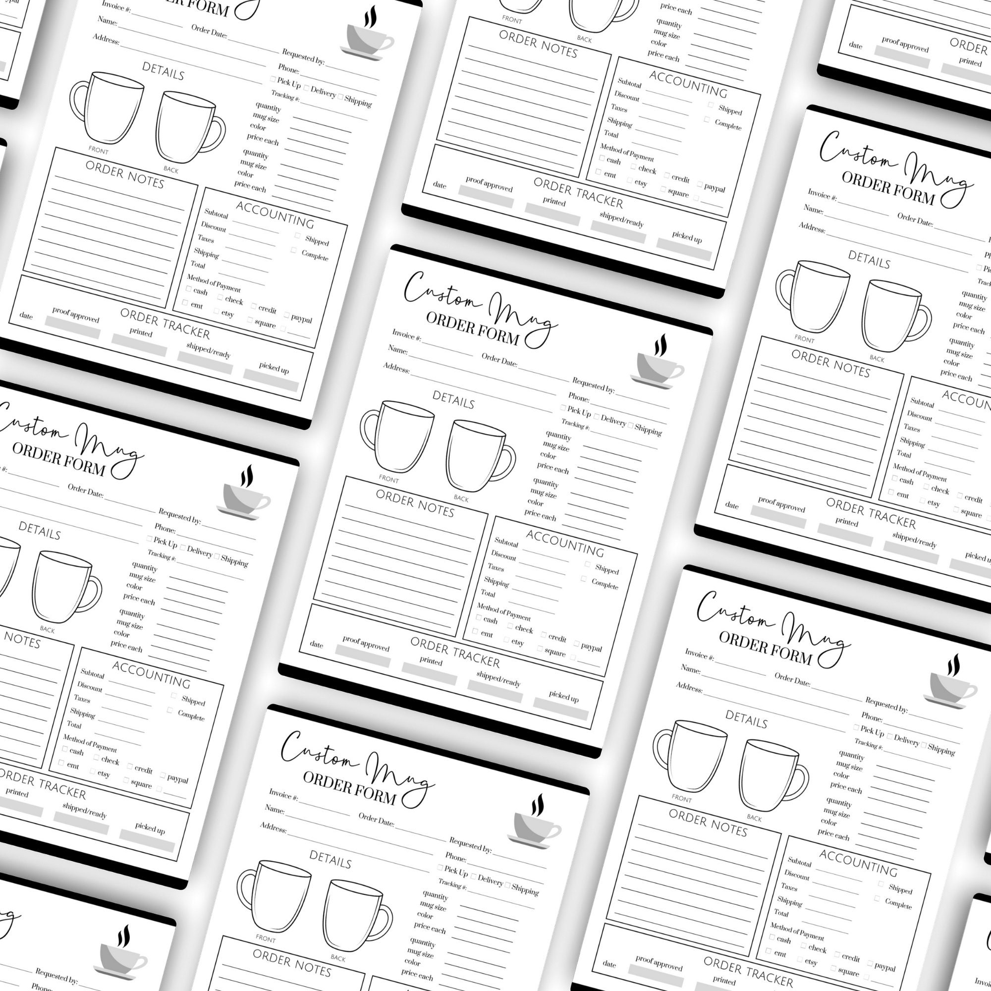 Editable Mug Order Form Template: Printable Small Business Form (CANVA ...