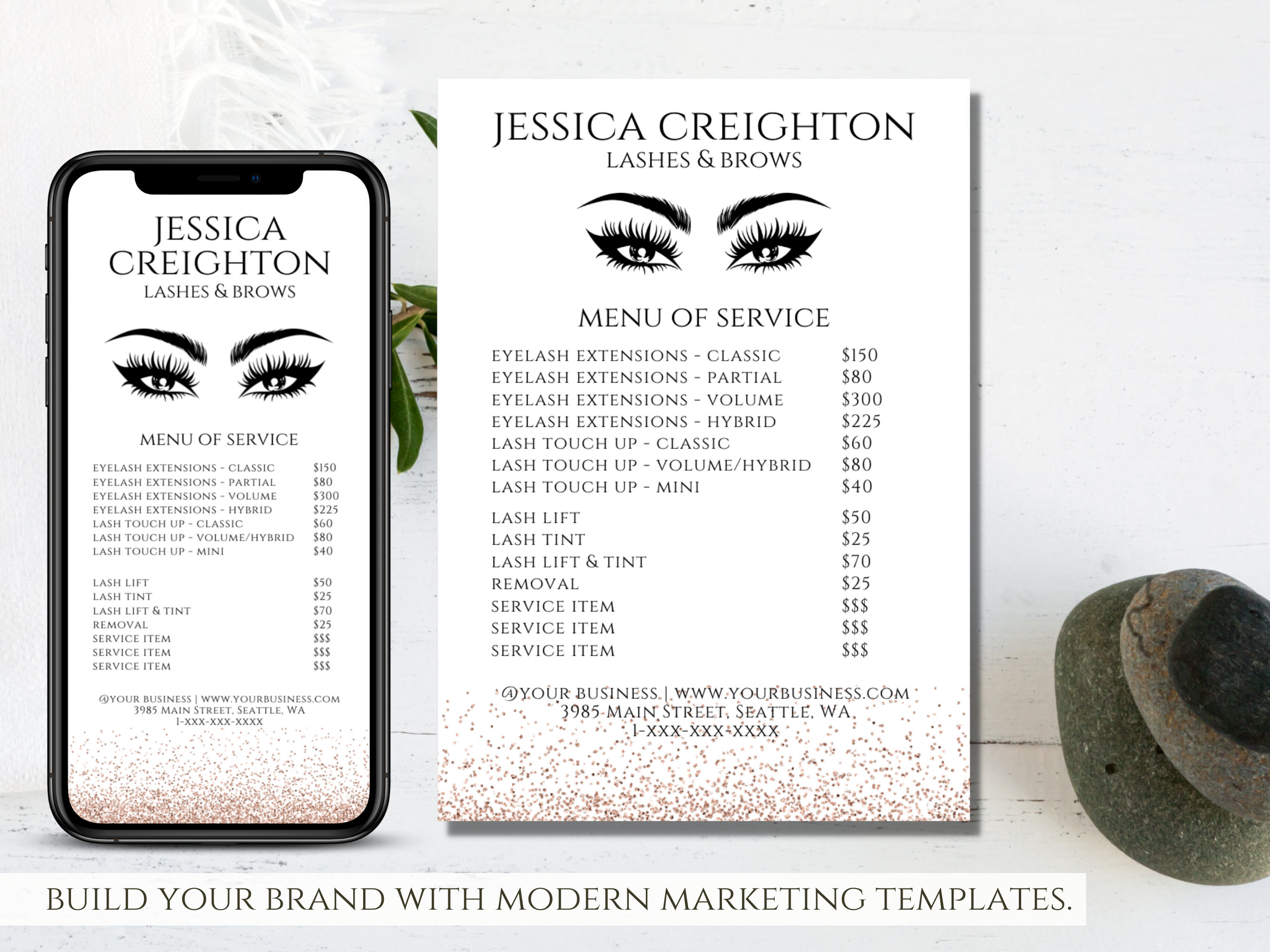 Eyelash Price List Template Eyelash Artist Price Sign Lash Etsy