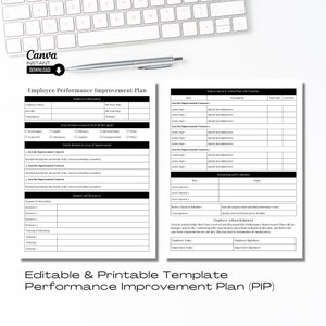 Editable Performance Improvement Plan Template, Printable Employee Performance, PIP Form, HR Forms, Employee Evaluation, Human Resource Form