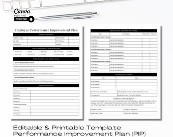 Bewerkbare sjabloon voor prestatieverbeteringsplan: afdrukbaar HR-formulier voor medewerkers (Canva)