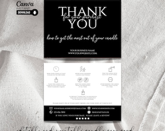 Editable Candle Care Card Template: Printable Instructions (Canva)