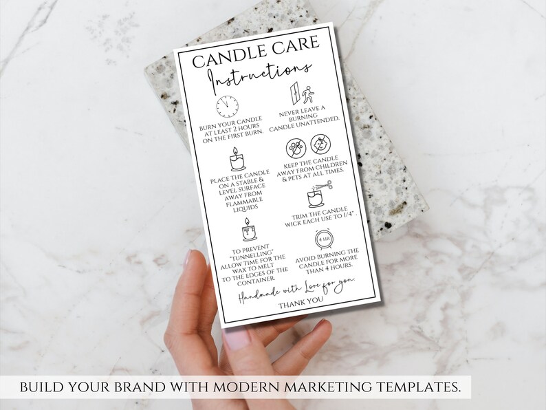 Candle Instructions Printable Candle Care Instructions Etsy
