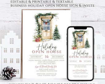 Editable Christmas Open House Invitation Template (Digital Download)