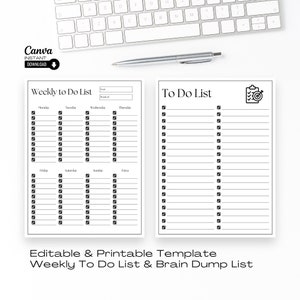 Minimalist Weekly To-Do List Template: Printable Daily Planner (Canva Editable, Digital Download)