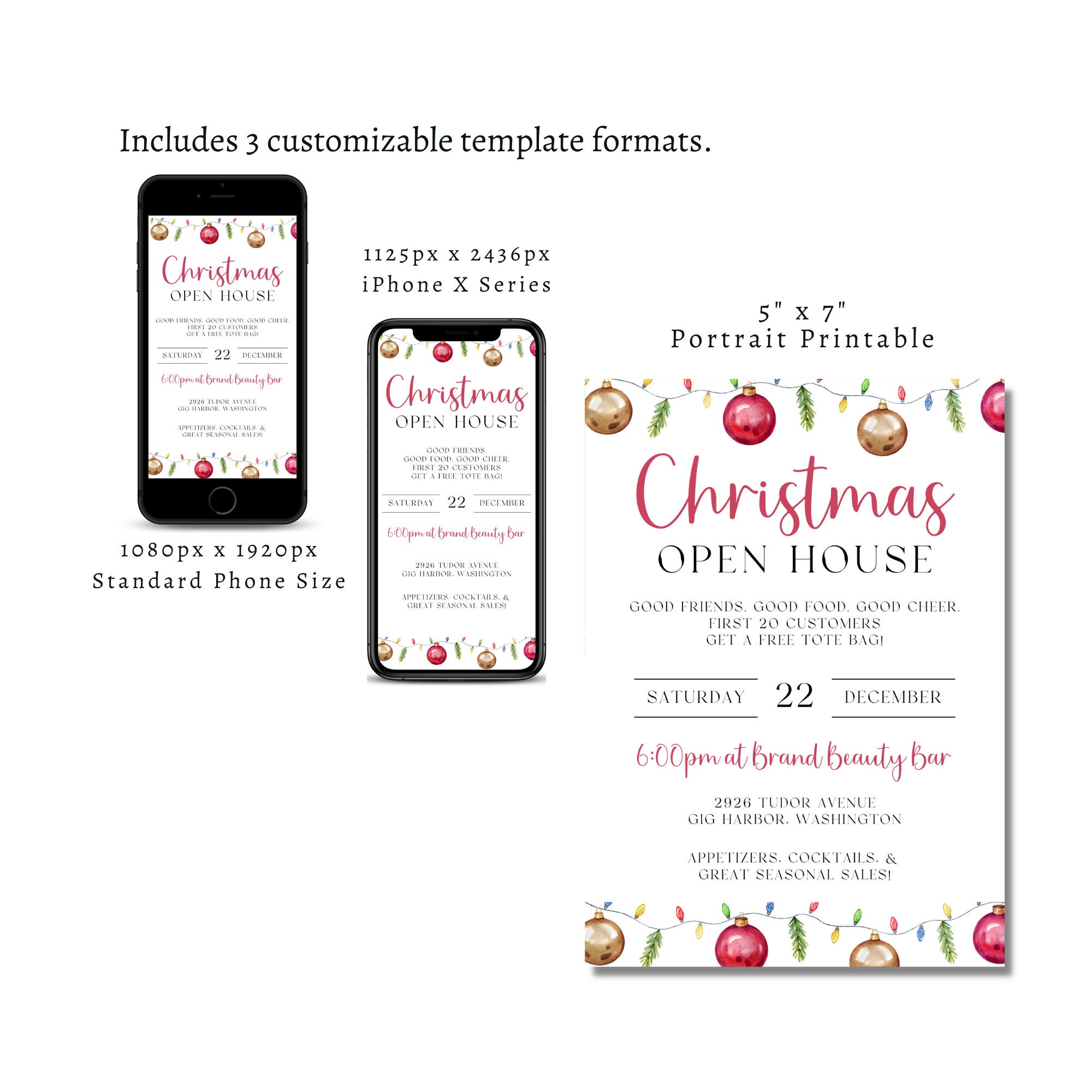 Editable Christmas Open House Invitation: Shop & Sip (printable) - Etsy