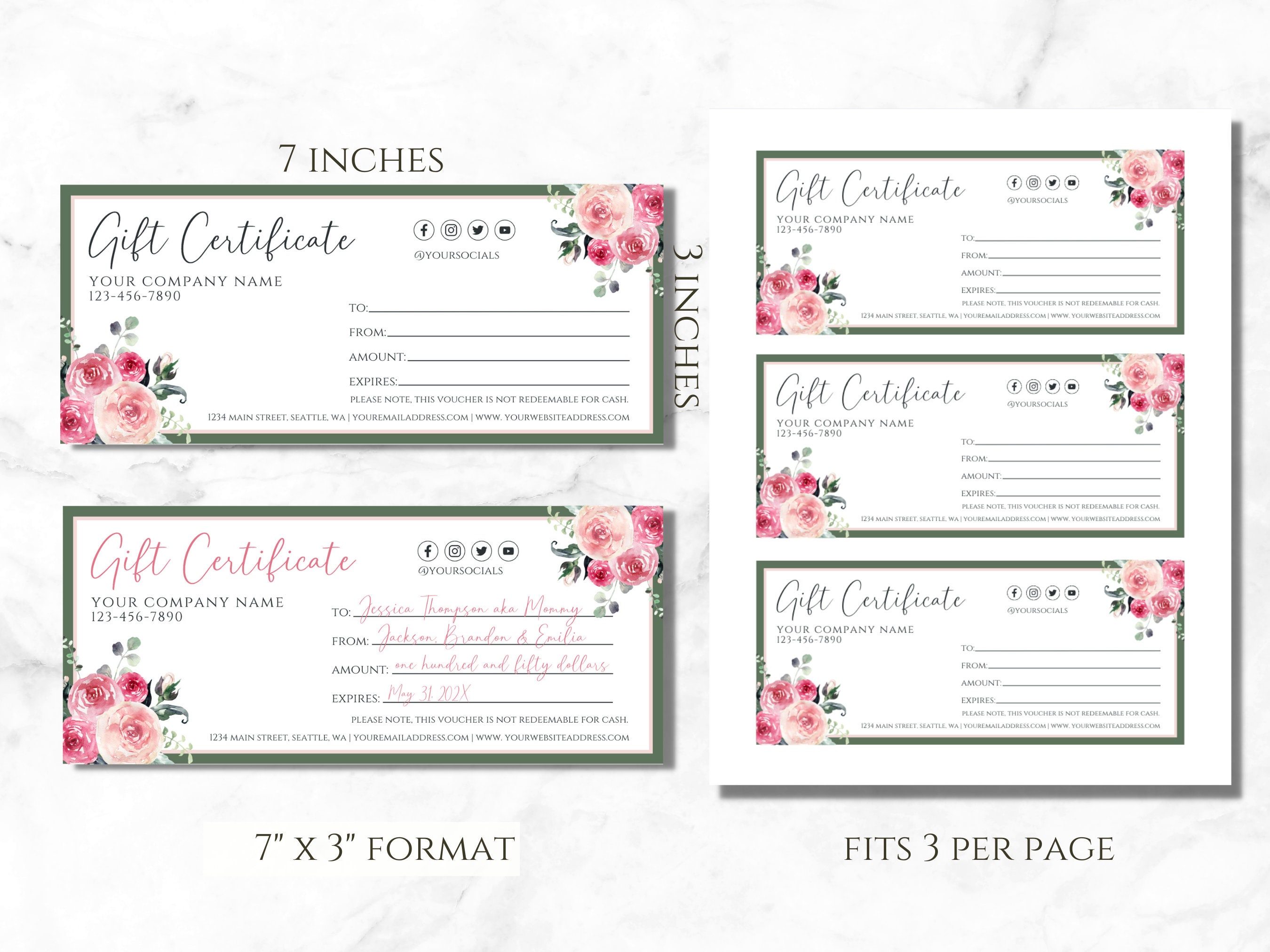 Printable Modern Gift Certificate Template, Editable Mother's Day Gift ...