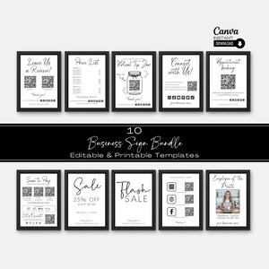 Business Sign Template Bundle: Scan to Pay, Review, Social Media (Canva, Digital Download)