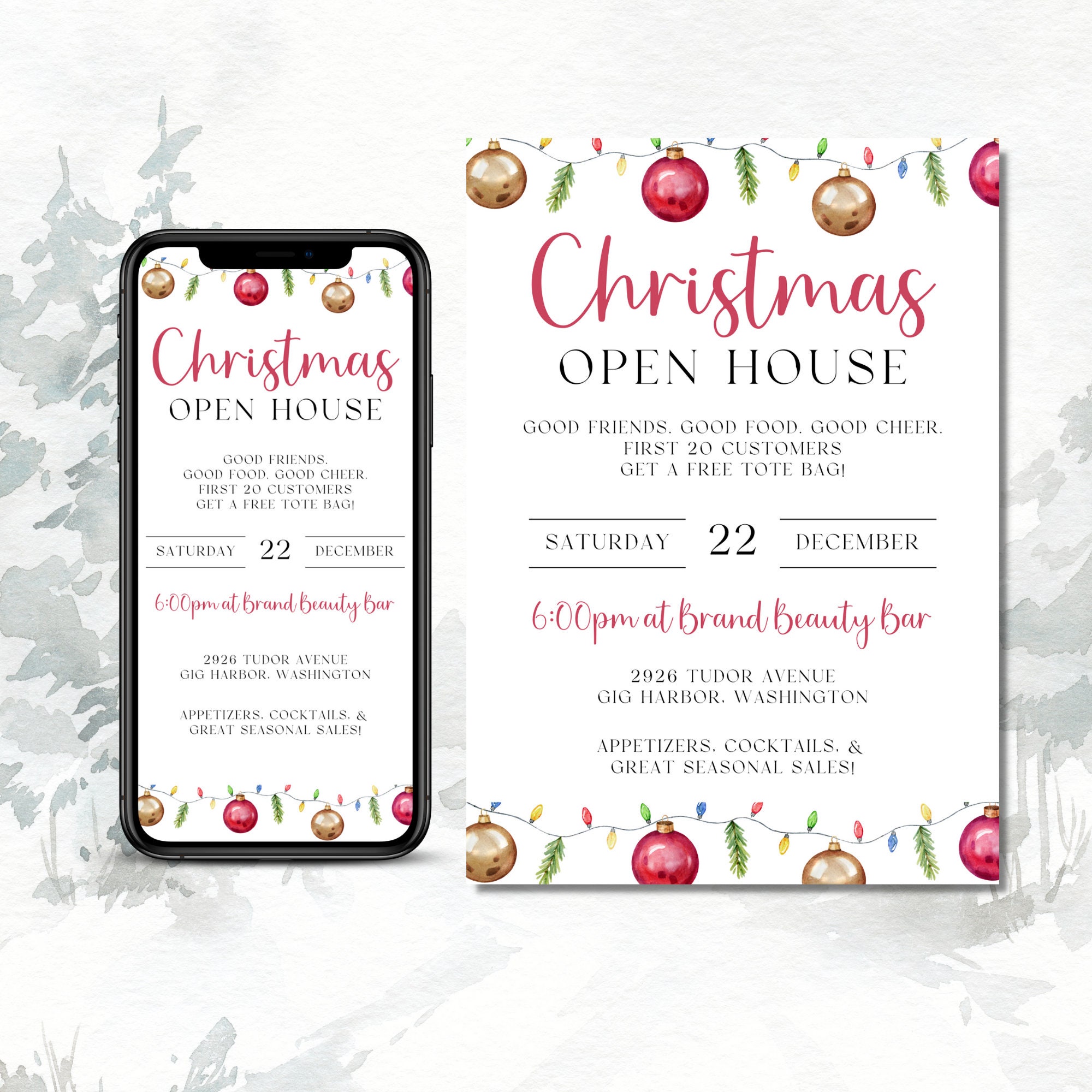 Editable Christmas Open House Invitation: Shop & Sip (printable) - Etsy