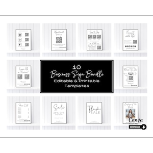 Editable Business Sign Template Bundle: QR Code Signs (Canva, Digital Download)