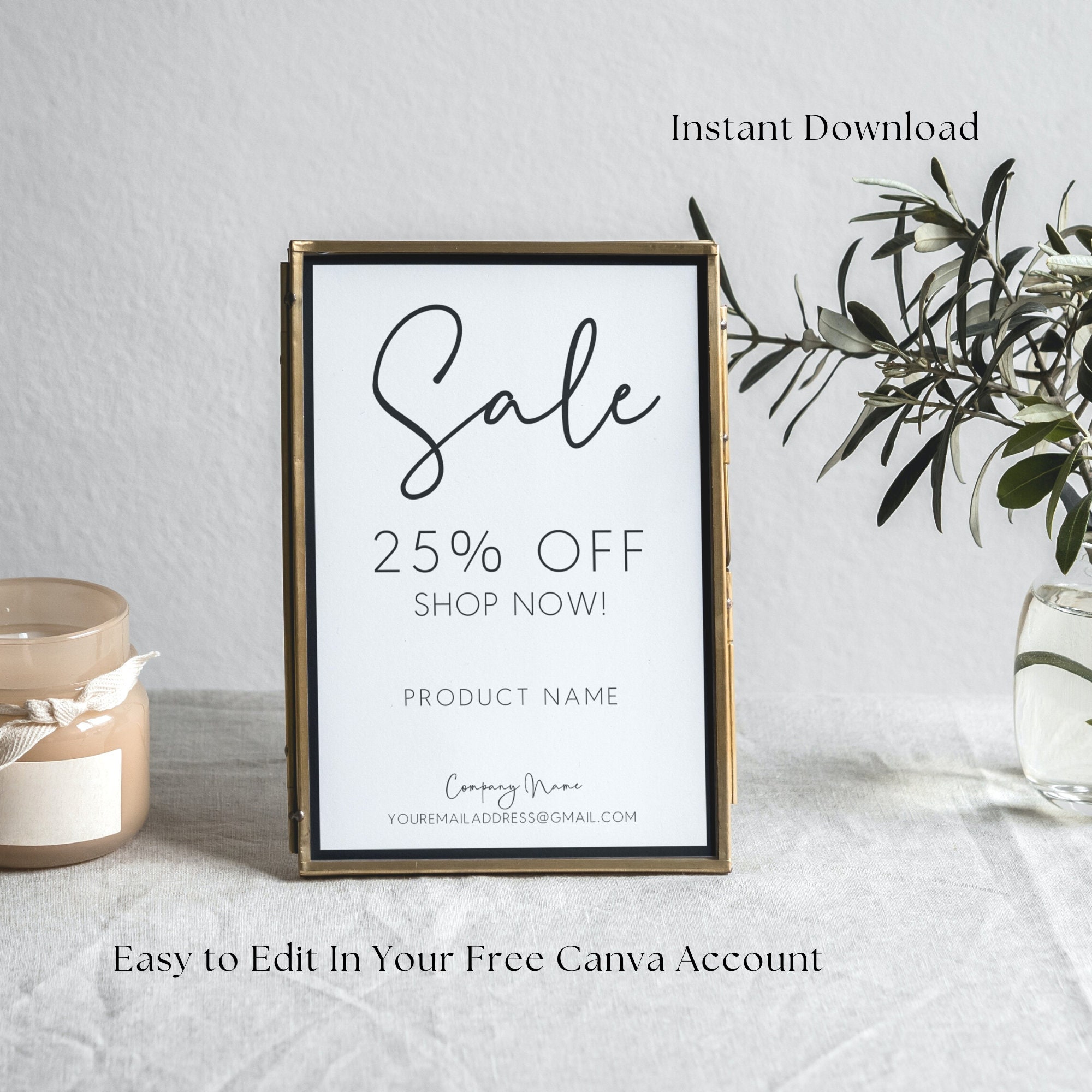 Editable Sale Sign Template Printable Small Business Sign Craft