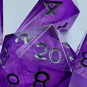 Amethyst| 7 Piece Sharp Edge Dice Set| Roleplaying Games, Table Top Gaming